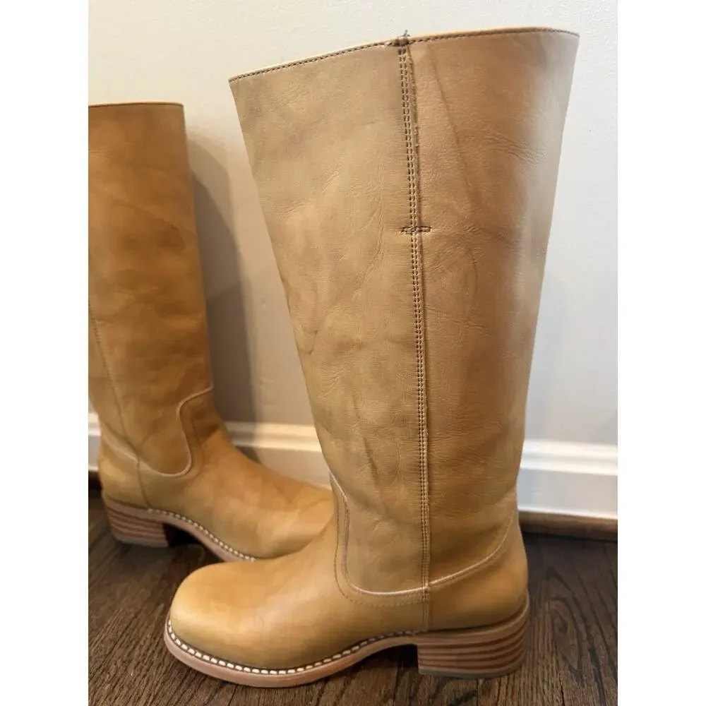 Frye Campus Banana Leather Tall Boots Women's Sz 9.5 $495 - Picture 15 of 16